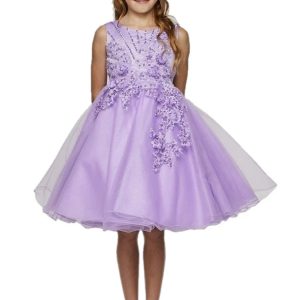 Lavendelfarbenes Blumenmädchenkleid aus Glitzertüll mit Perlenbesatz, Größen 2–12