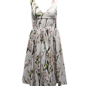 Dolce & Gabbana Midikleid – Blumenmuster, Baumwolle, Weiß
