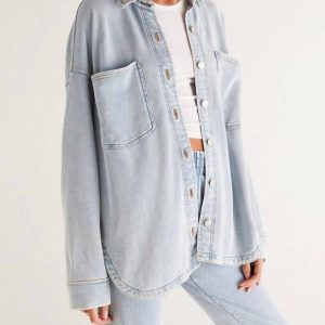 All Day Jacke – gewaschen, Indigoblau, Denim, Strick