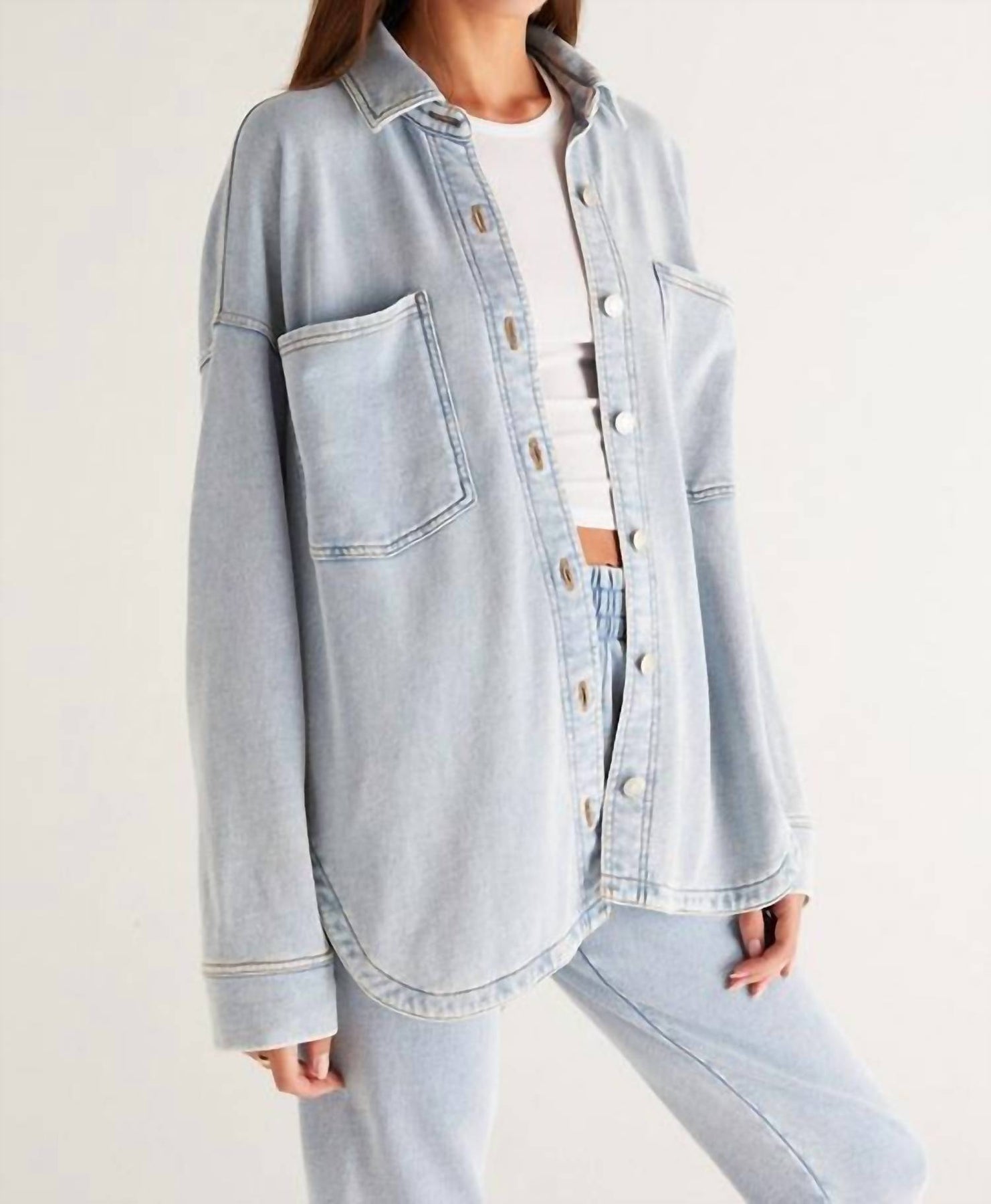 All Day Jacke – gewaschen, Indigoblau, Denim, Strick