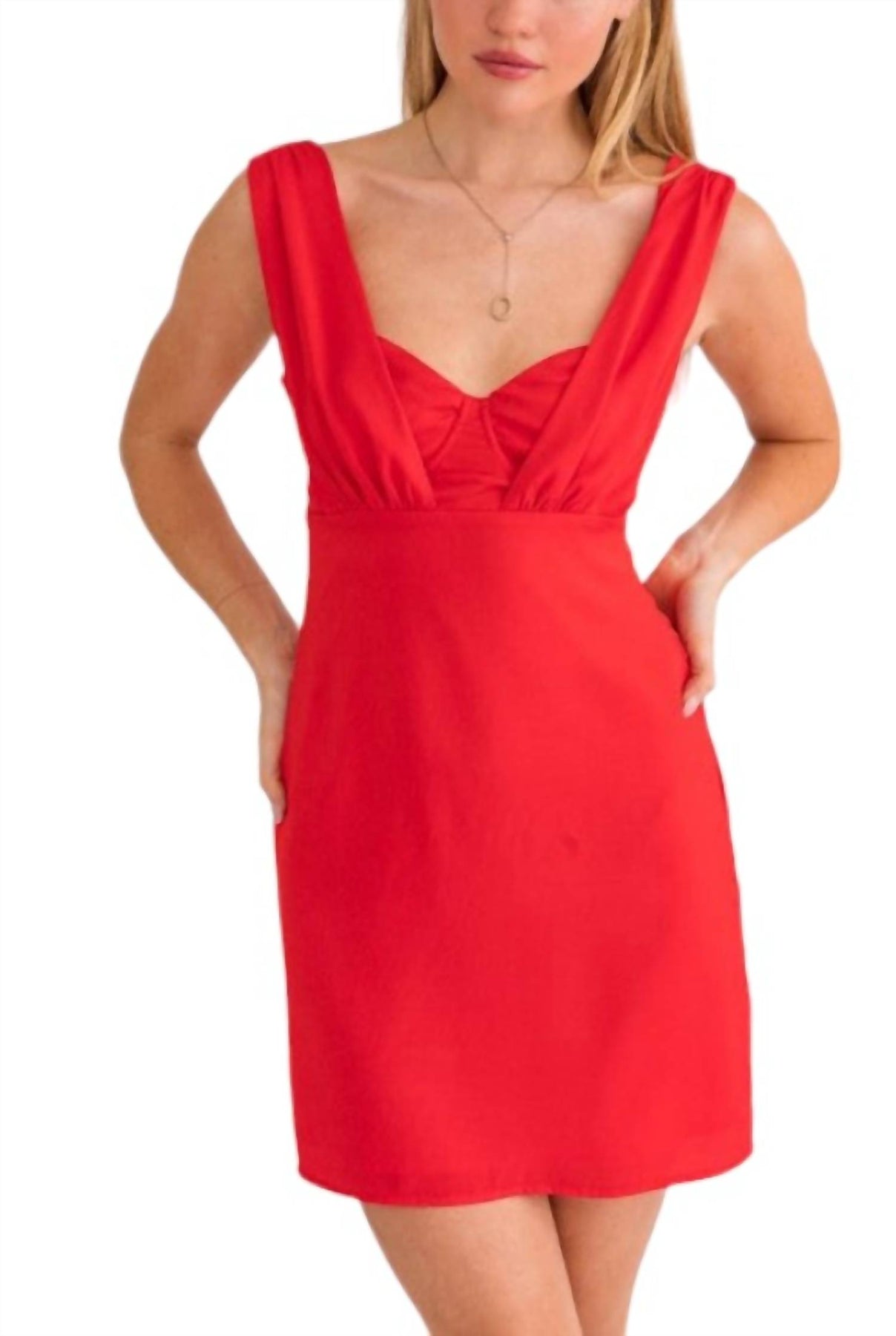 Minikleid mit Schulterriemendetail in Rot