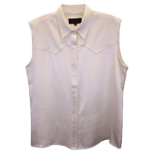 Nili Lotan Western Brayden ärmellose Bluse aus Seide mit Knopfleiste – Elfenbein – 7733780447292