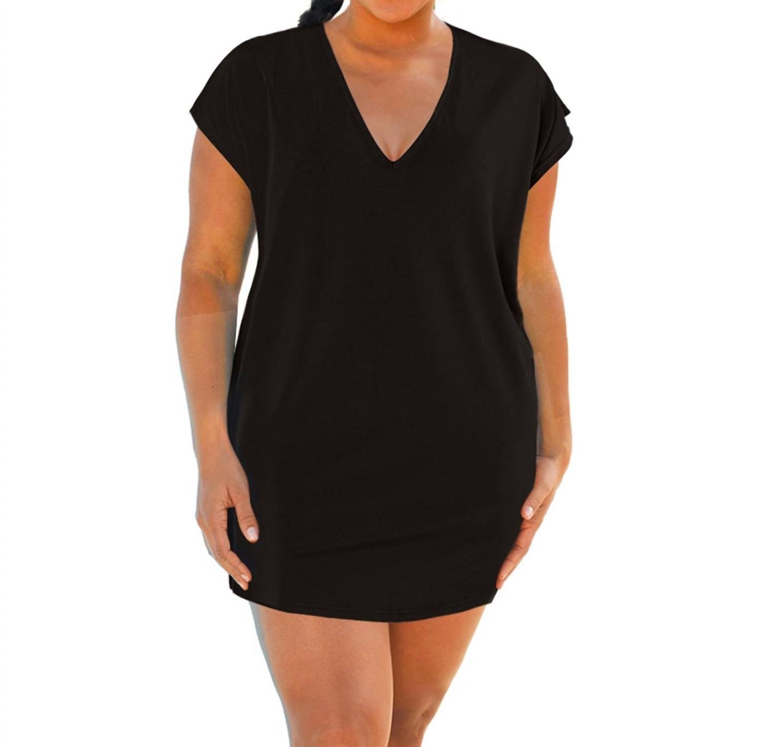 Jersey Strandkleid – große Größen, Cut-outs, Schwarz
