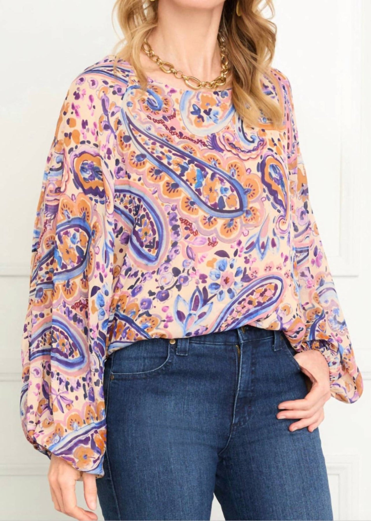 Damen-Blousontop mit Paisleymuster