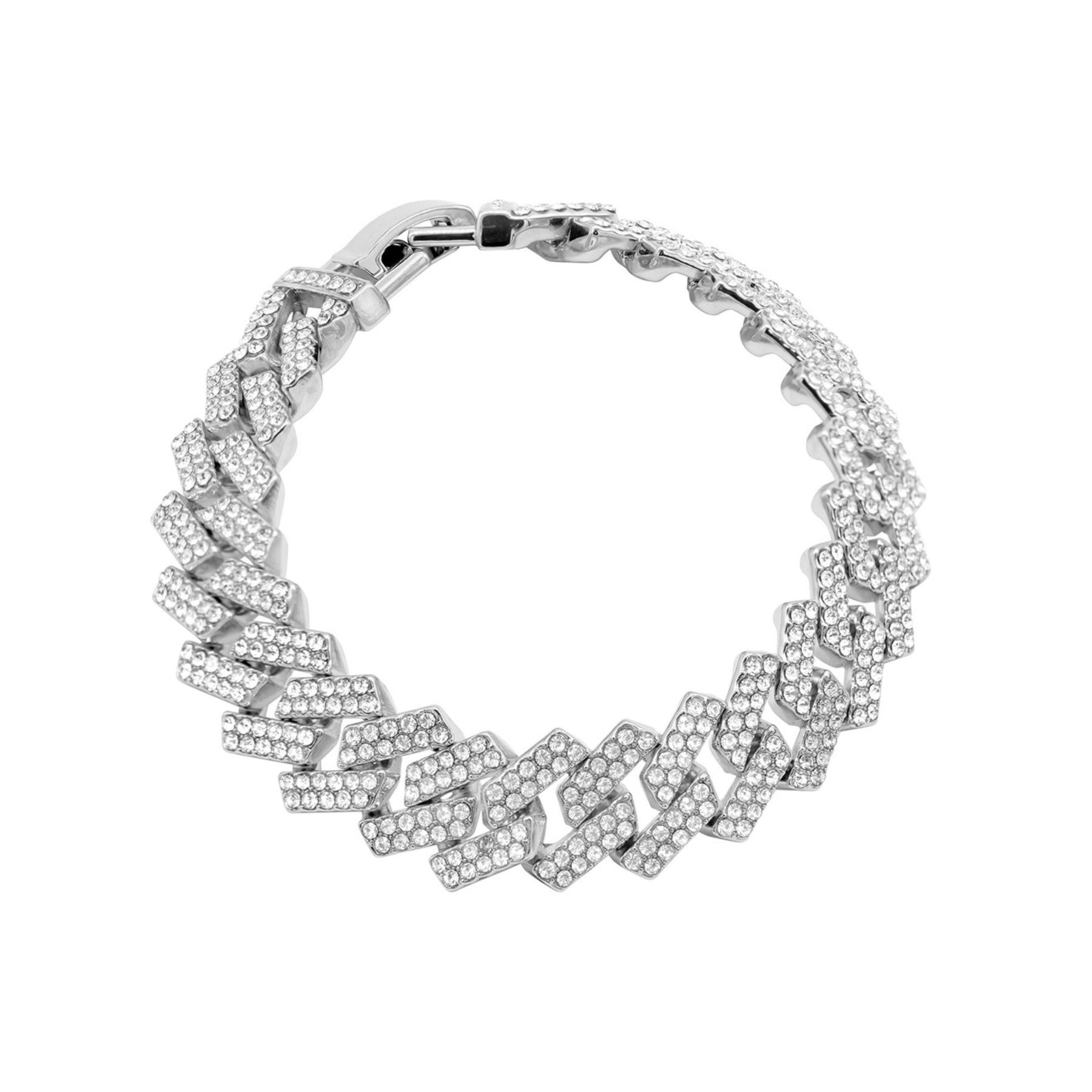 Edgy Armband – Kristall, Silber, Kette, kubanische Gliederform