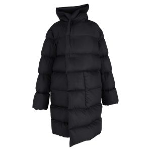 Rick Owens Steppmantel aus schwarzem Nylon mit Kapuze – 7748653023292