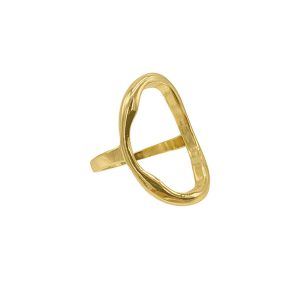 Ring – mit 14-karätiger Vergoldung, gehämmert, offen, oval