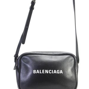 Balenciaga Ville Damen-Umhängehandtasche aus schwarzem Leder mit Logo und Reißverschluss