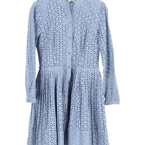Michael Michael Kors Daisy Minikleid aus hellblauer Baumwolle mit Lochstickerei – 7748652662844