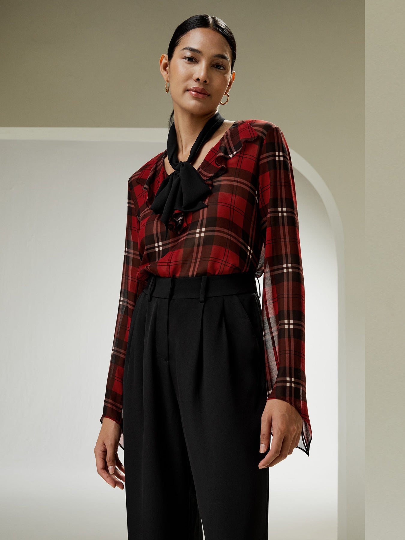 Vintage Bluse – halbtransparent, Georgette