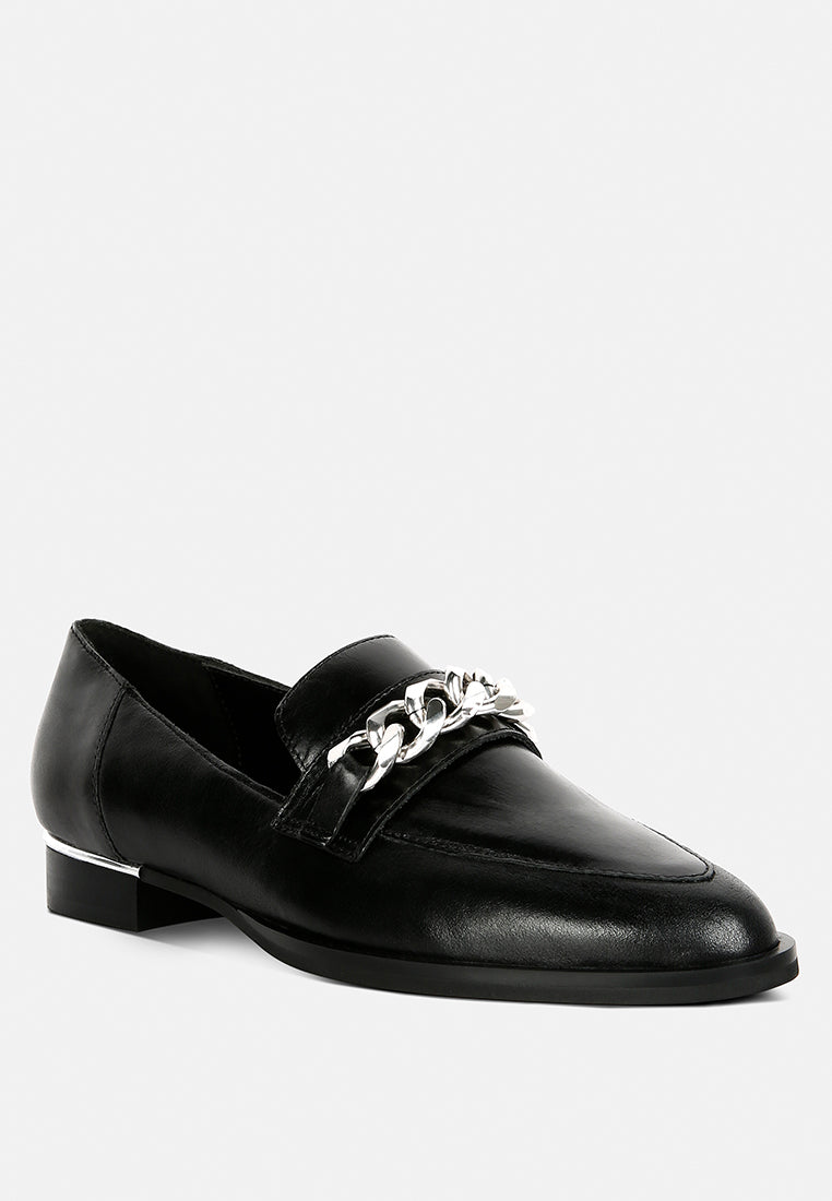 POLA Loafer – Trensendetail, Leder, Schwarz