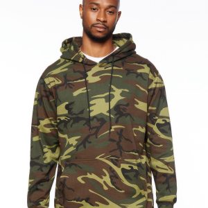 Code Five Herren-Fleece-Kapuzenpullover zum Überziehen mit Tarnmuster