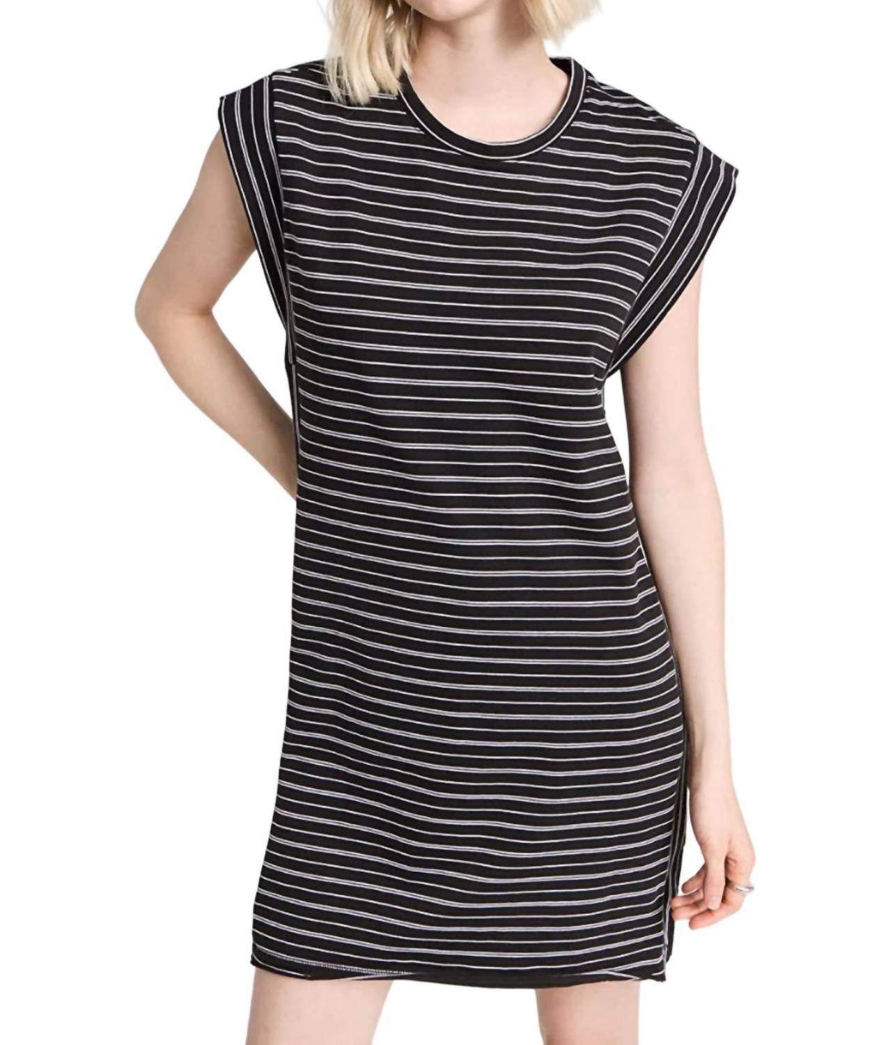 Muskelkleid aus schwerem Jersey – Schwarz/Weiß