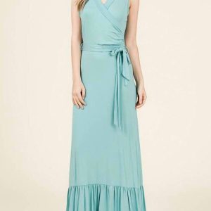 Nile Maxikleid – ärmellos, Gürtel, Blau