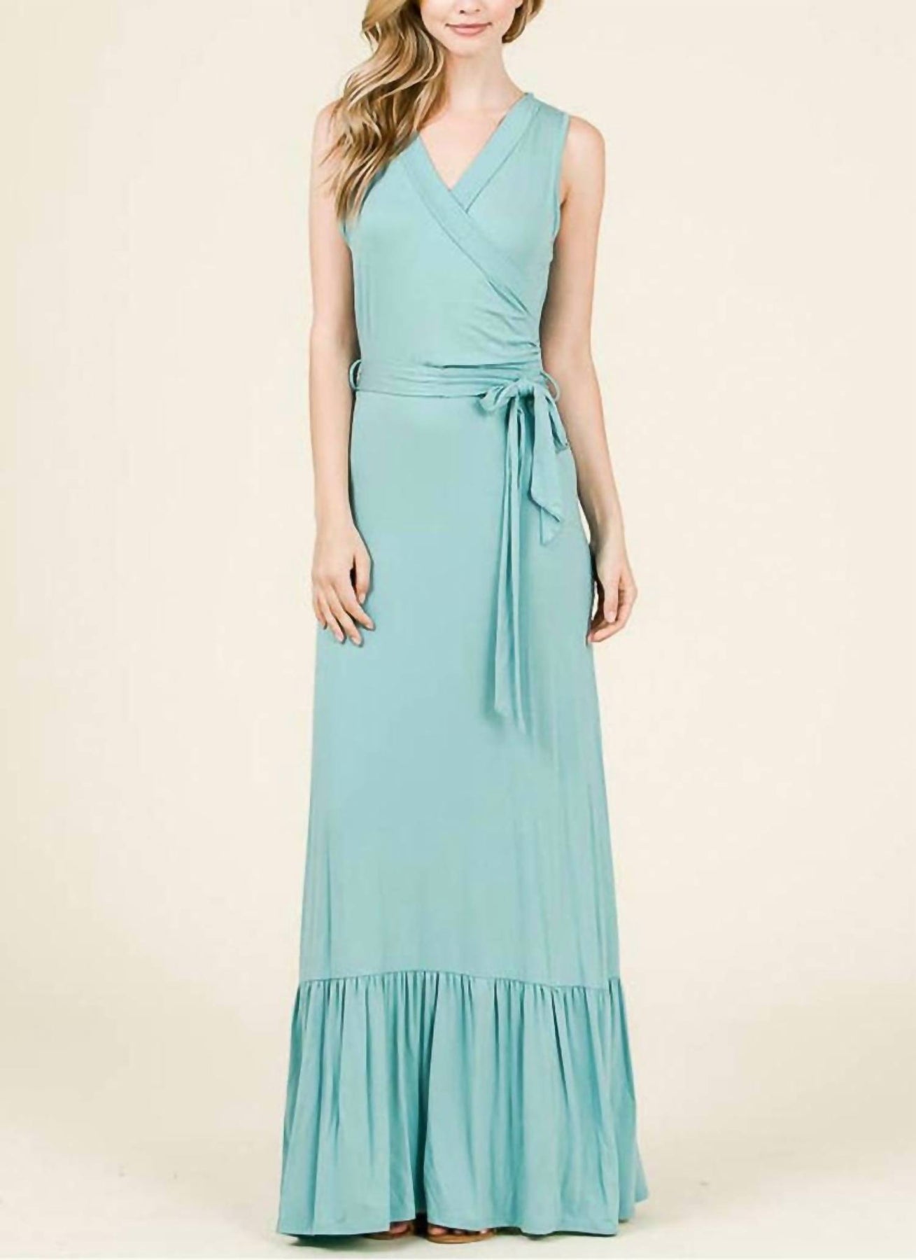 Nile Maxikleid – ärmellos, Gürtel, Blau