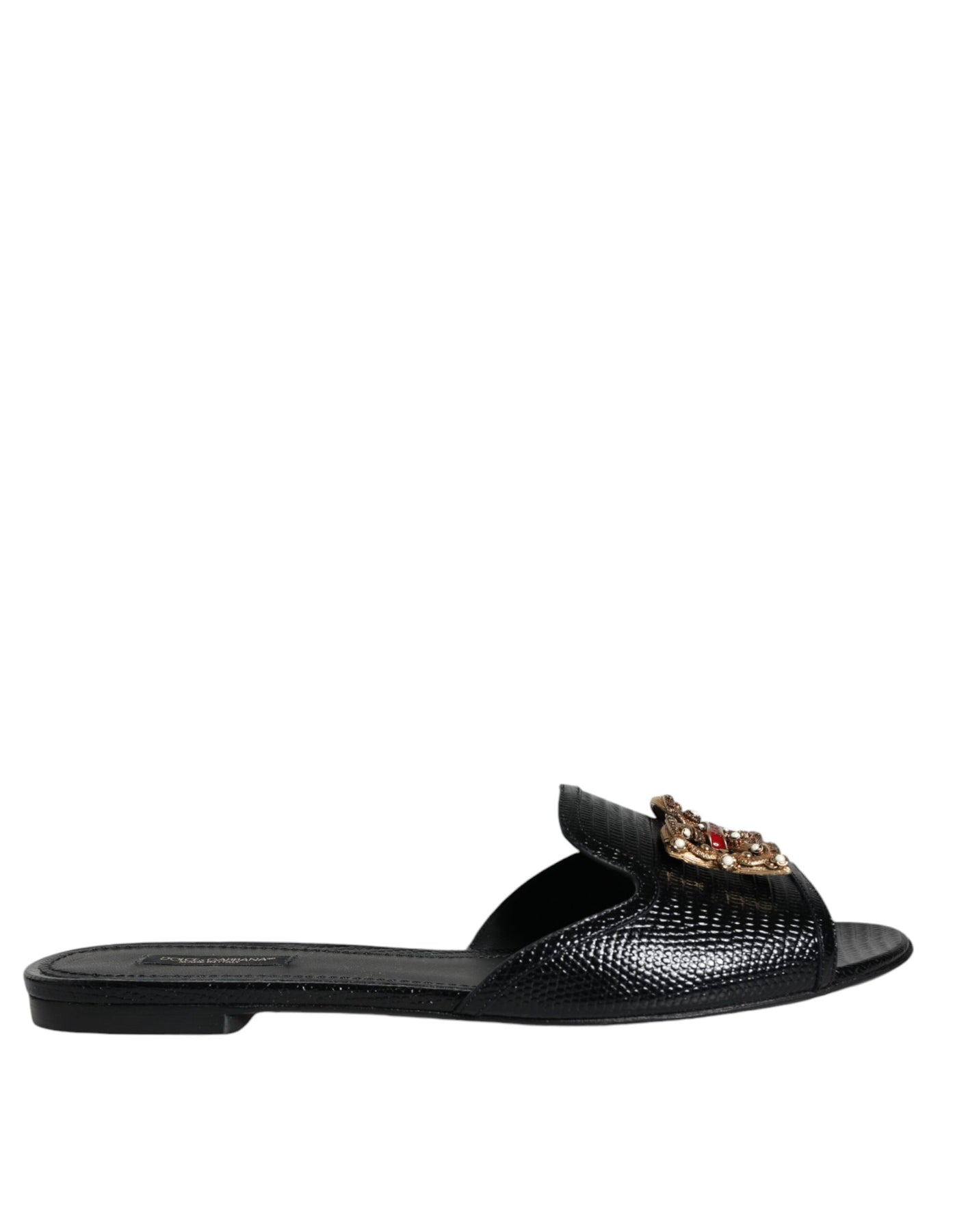 Dolce & Gabbana DG Amore flache Damen-Lederschuhe zum Hineinschlüpfen, gebraucht