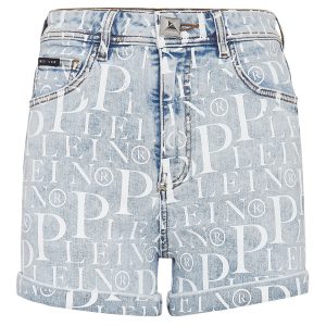 Denim-Hotpants mit durchgehendem PP-Muster