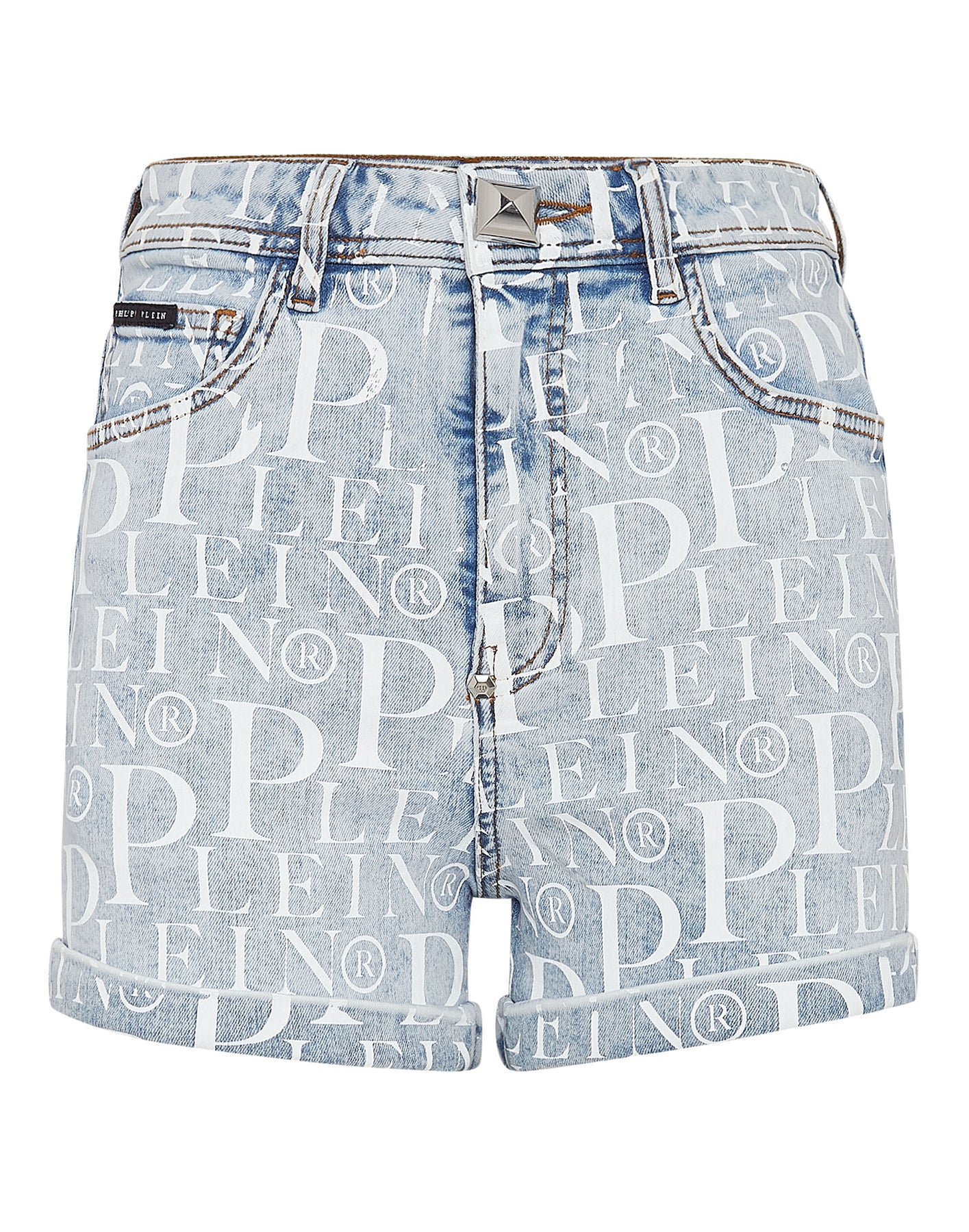 Denim-Hotpants mit durchgehendem PP-Muster
