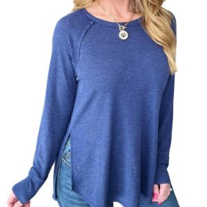 Melange 7732469497916 Oberteil – Langarm, helles Marineblau, Waffelstruktur, Baby