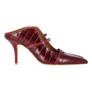Malone Souliers Maureen Mules aus braunem Leder mit Kroko-Prägung