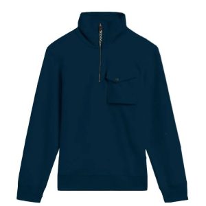 Ecos Herren-Sweatshirt aus Baumwolle mit halbem Reißverschluss – Marineblau