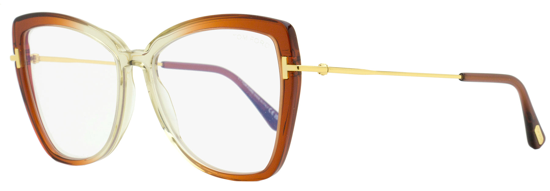 Tom Ford TF5882B 044 55mm Brille – Schmetterlingsform, Farbverlauf, Damen, Orange