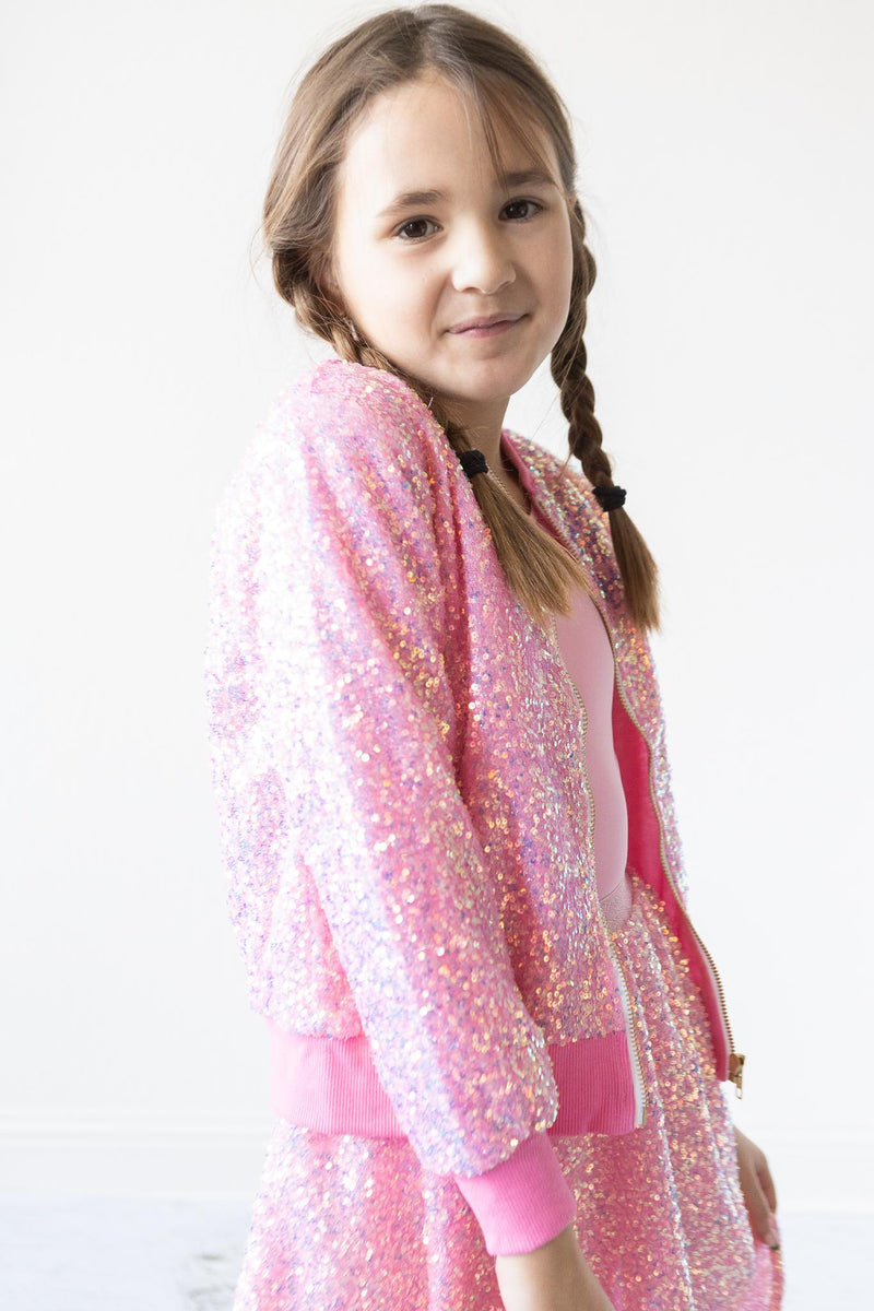 Bubblegum Jacke – Pailletten, Rosa