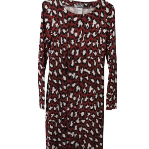 Diane Von Furstenberg Archive Bandagekleid aus burgunderroter Seide mit Leopardenmuster