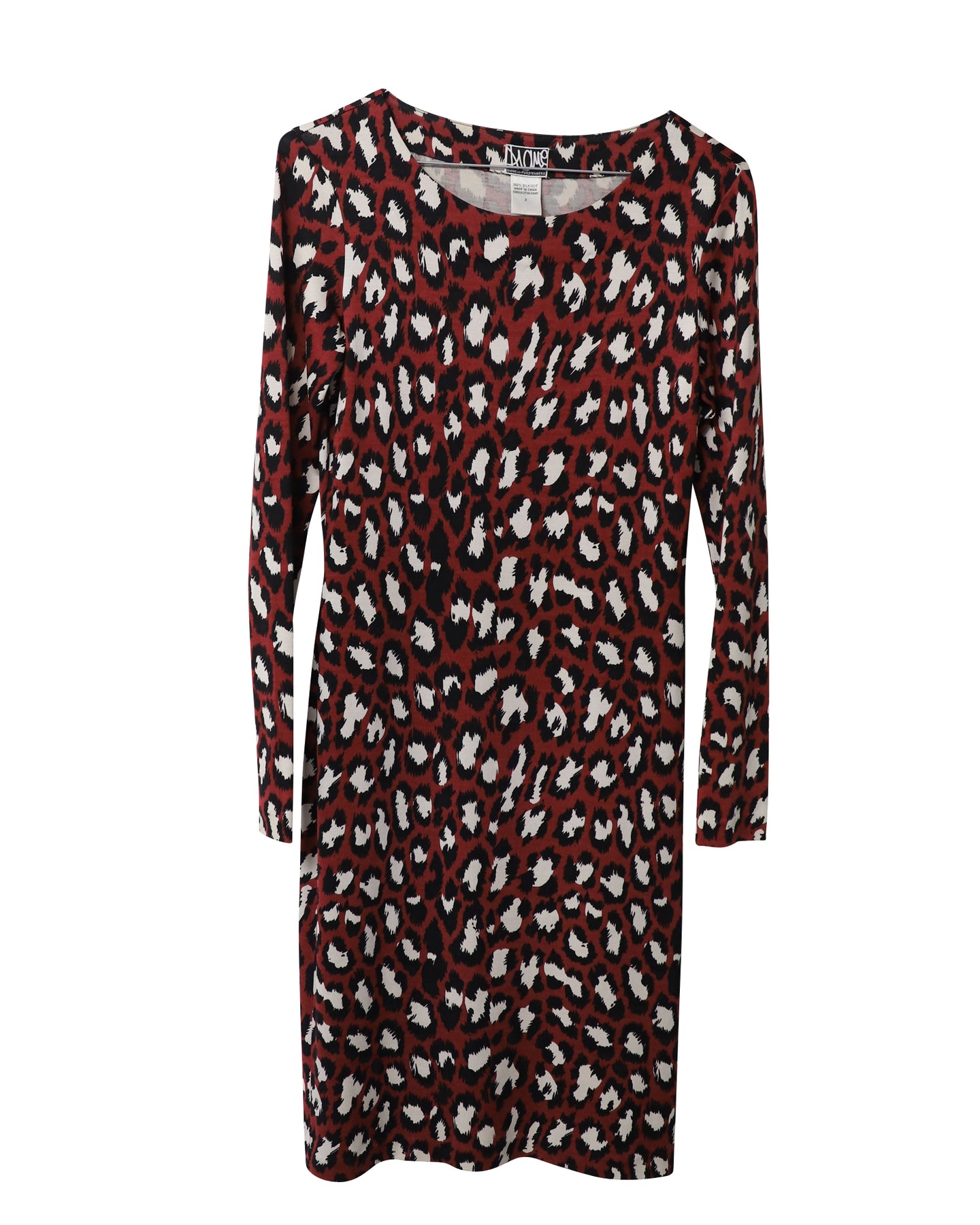 Diane Von Furstenberg Archive Bandagekleid aus burgunderroter Seide mit Leopardenmuster