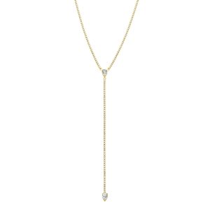 Wasserbeständige Y-Lariat-Halskette mit Kristallen und Tennis-Kette – Goldfarben
