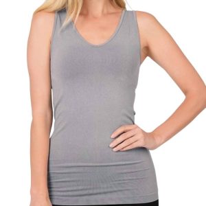 Standard Issue nahtloses langes Tanktop in Heather Grey – 7732448886844