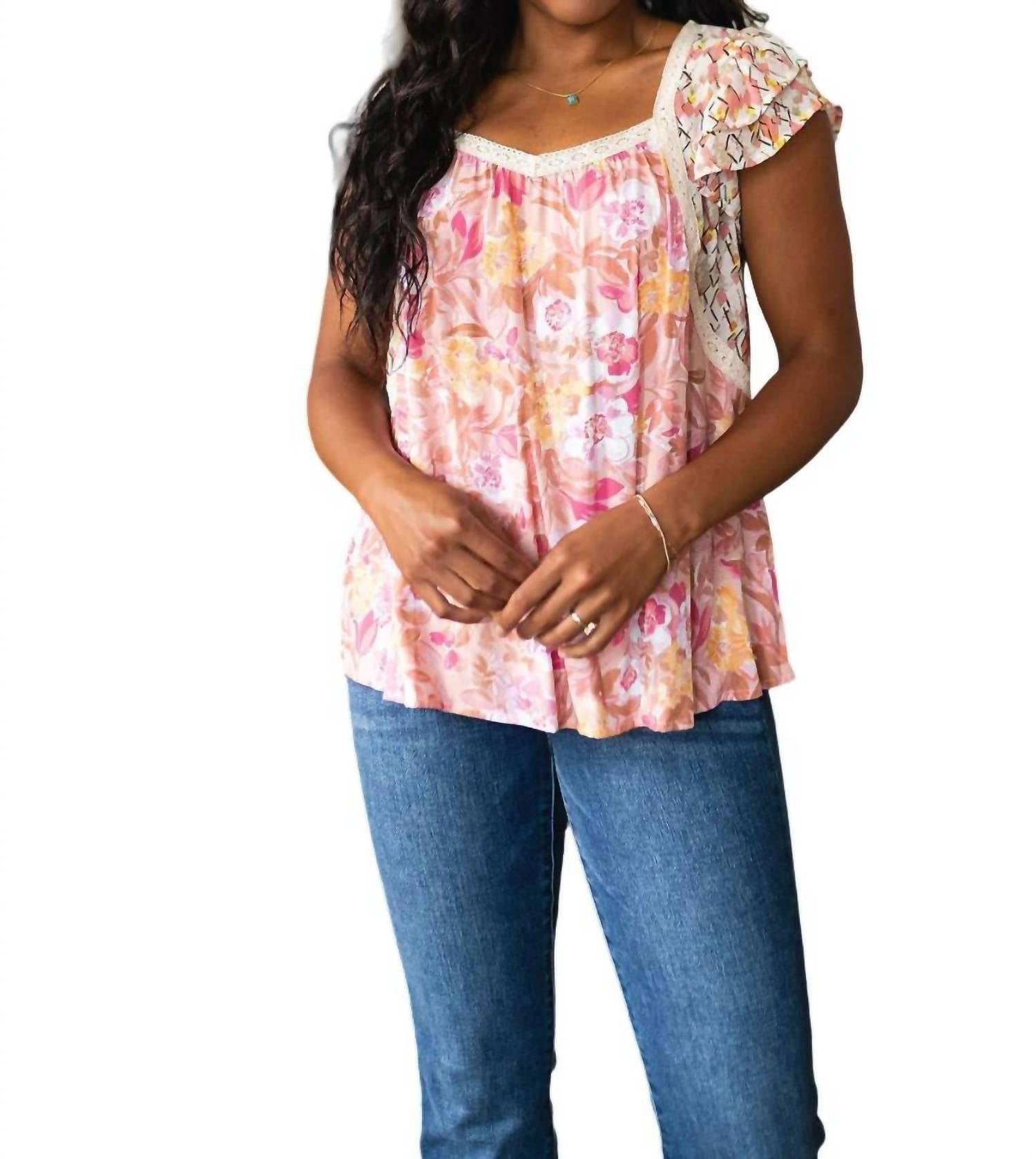 Not So Serious Bluse – Blumenmuster, Rosa