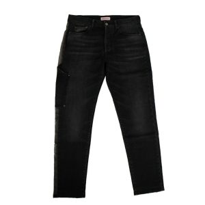 Sheer Side Jeans – Streifenmuster, Schwarz