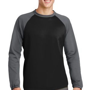 Sport-Tek Sport-Wick Herren-Fleeceoberteil mit Rundhalsausschnitt, Raglanärmeln und Colorblocking – ST242