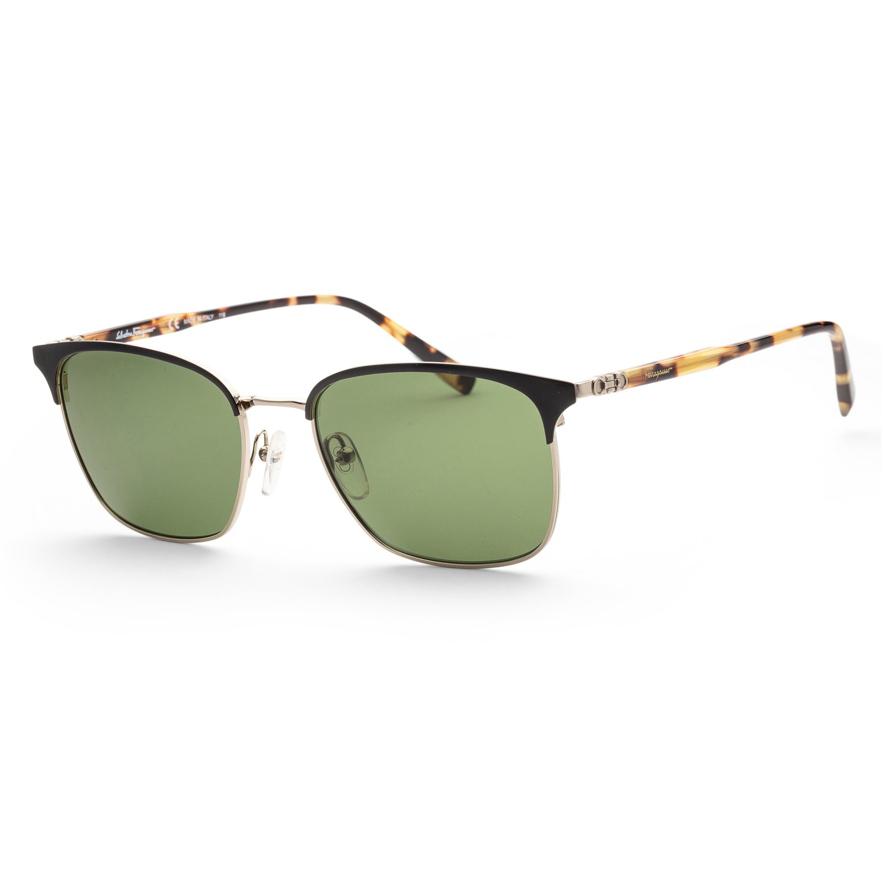 Ferragamo Herren-Sonnenbrille in Schwarz und glänzendem Gold, 54 mm