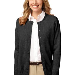 Port Authority Value LSW304 Strickjacke – halsnaher Rundhalsausschnitt, Damen