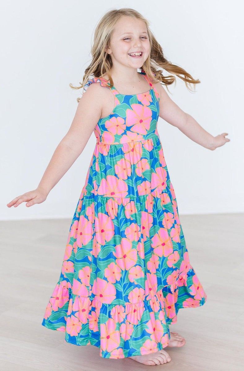 Luau Maxikleid – Blumenmuster, Rüschen