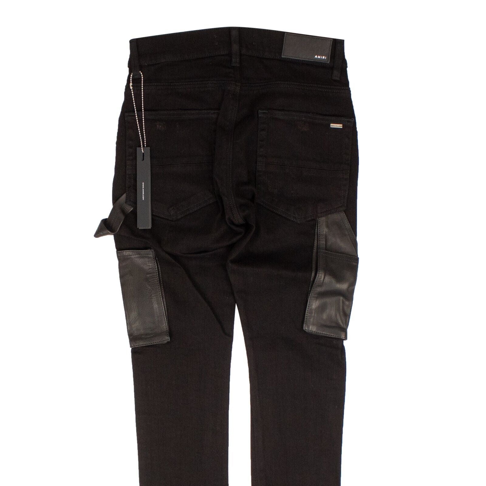 Schwarze Workman Hose aus Denim und Leder