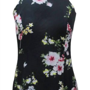 Kerri hochgeschlossenes Tanktop mit Blumenmuster – Schwarz