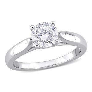Mimi & Max 1ct DEW Verlobungsring – synthetischer Moissanit, Sterlingsilber, Solitär