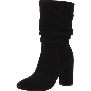 halbhohe Stiefel – Veloursleder, unifarben