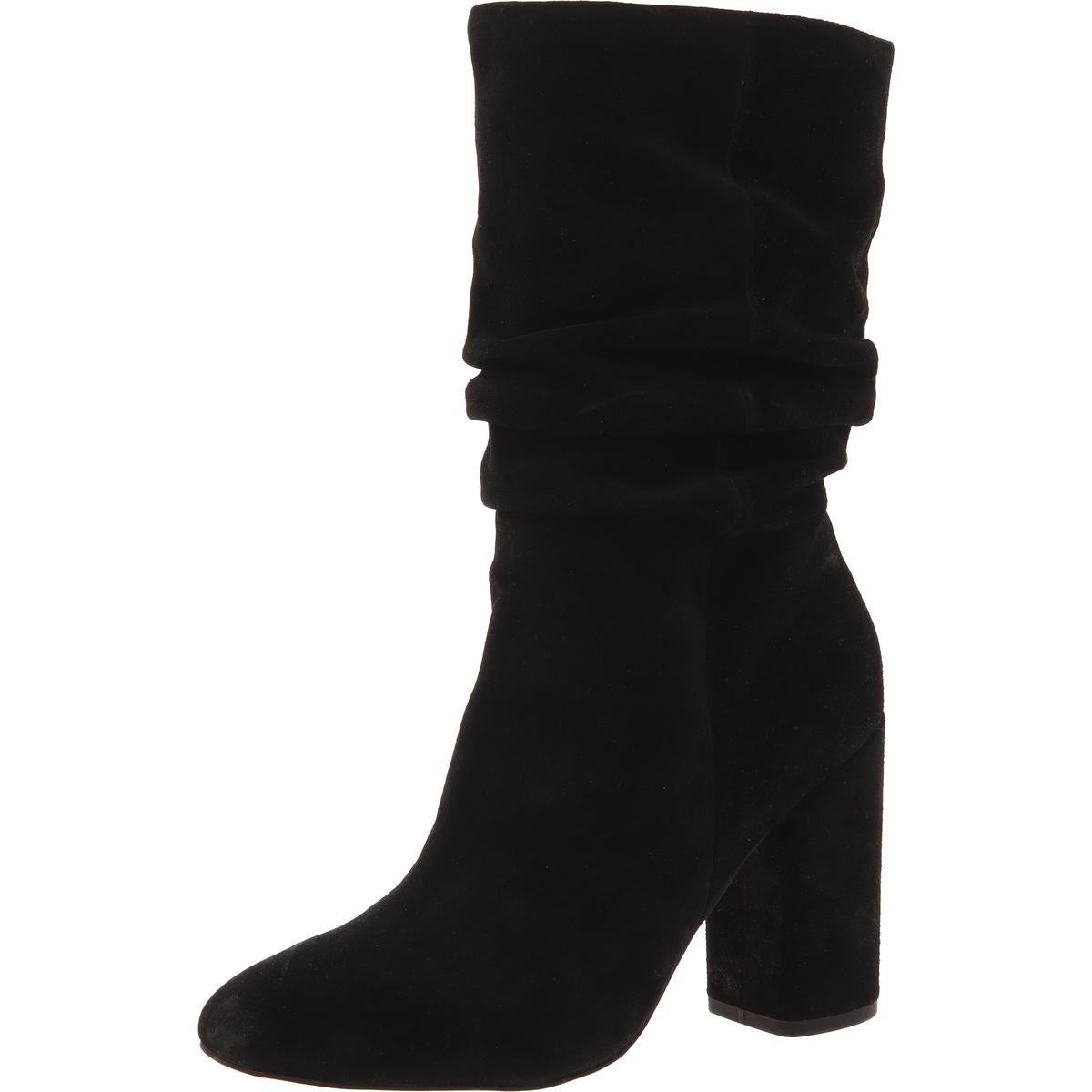 halbhohe Stiefel – Veloursleder, unifarben
