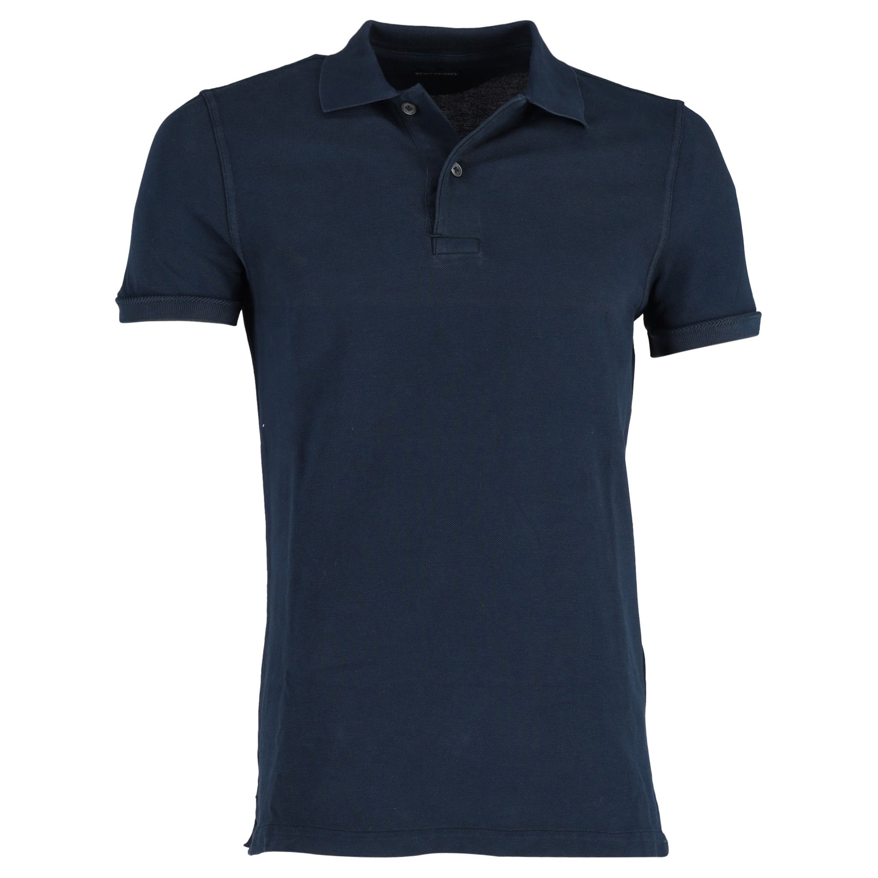 Tom Ford Poloshirt mit Knopfleiste aus marineblauer Baumwolle