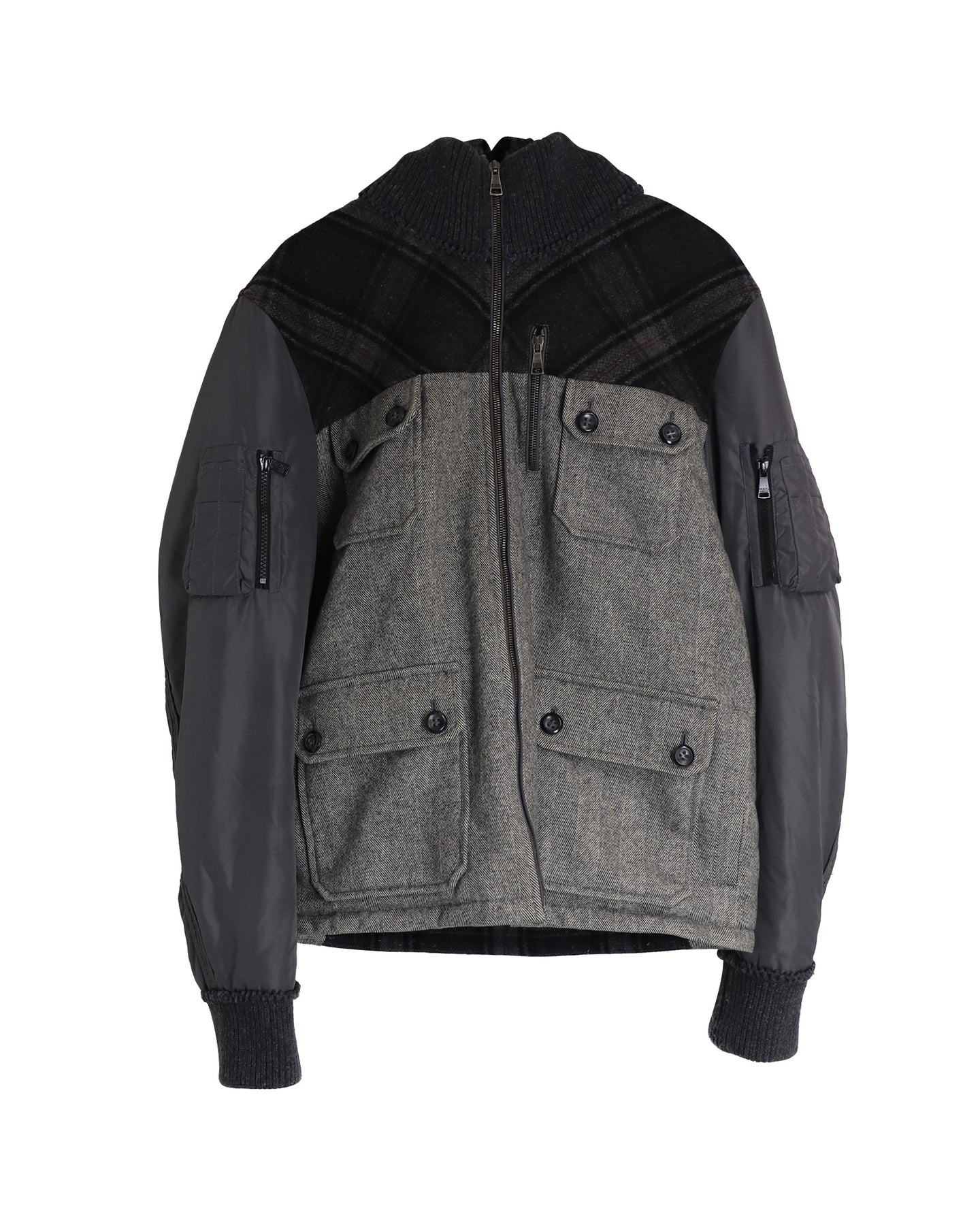 Dolce & Gabbana karierte Utility-Jacke mit Kapuze aus mehrfarbiger Wolle