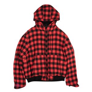 Rot karierte Fleecejacke mit Grafikmotiv