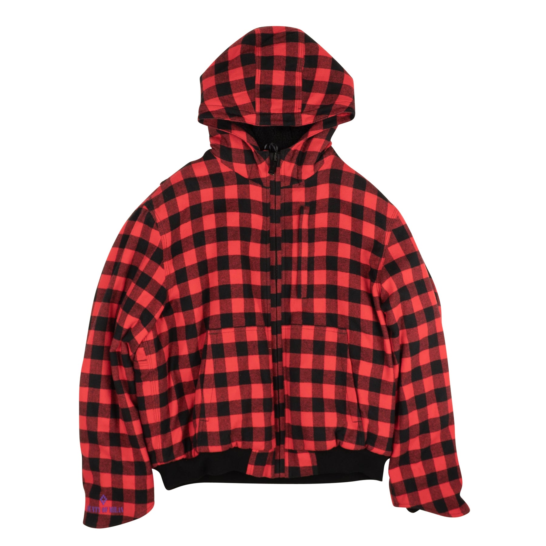 Rot karierte Fleecejacke mit Grafikmotiv