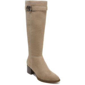 Daring kniehohe Stiefel – Schichtabsatz, Velourslederimitat