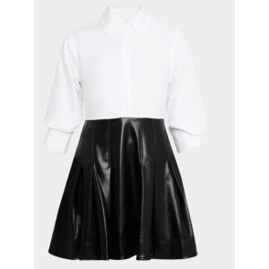 Simkhai Padma Damen-Minikleid aus Popeline-Materialmix – Schwarz/Mehrfarbig