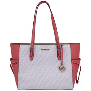 Michael Michael Kors Gilly Reise-Shopper aus beschichtetem Canvas – Weiß/Rosa – 7733683322940