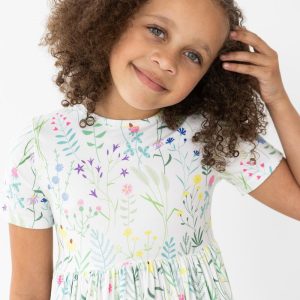 Dandelion Kleid mit schwingendem Rock – Blumenmuster, Taschen, Frühling, Kurzarm